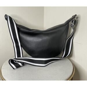 BCBGeneration Black Crossbody Vegan Leather Shoulder Bag Crescent Y2K Messenger